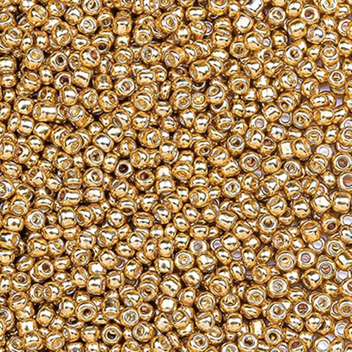 2000pcs Glass Seed Beads Bulk, 4mm 6/0 Mini Pony Spacer Small Individual Color Seed Beads for DIY Bracelet Necklaces Wrist Jewelry Making, Gold - color: Gold