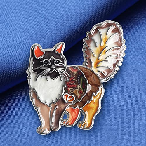 NEWEI Cat Brooch Pins for Women Girls Jacket Bag Charms Cat Pins Jewelry Gifts - color: Coffee