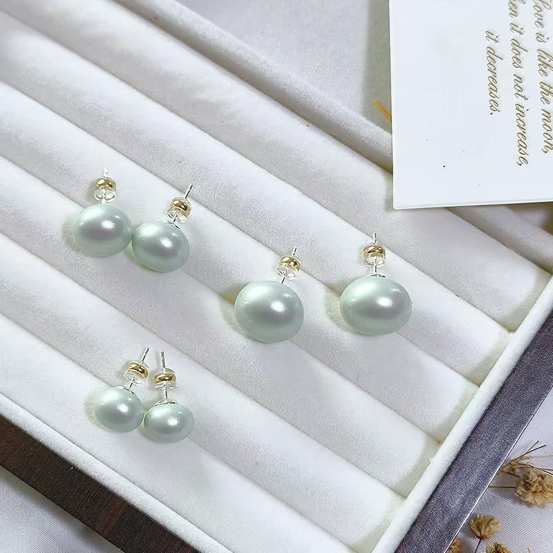 Natural Freshwater Cultured Pearl Stud Earrings, AAAA+Handpicked, Sterling Silver 18K Gold Plated Hypoallergenic Earring Studs Jewelry For Women - color: Milk white, size: 14mm