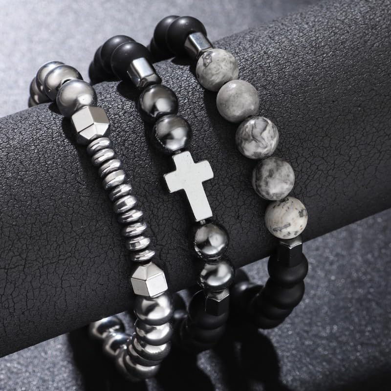 Vintage Stackable Bead Bracelet Set For Men Women Handmade Bohemian Style Multilayer Adjustable Elastic Bead Bracelet Fashion Punk Jewerly Gift - style: Style 4