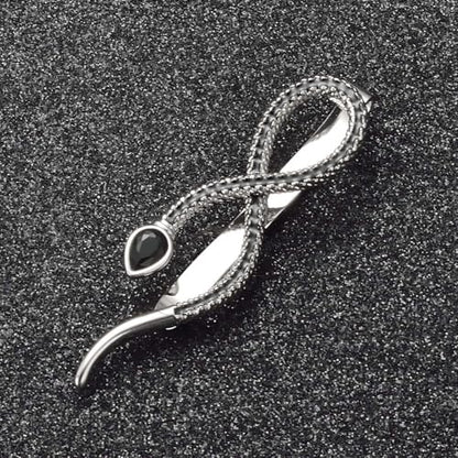 Silver Tie Clip for Mens Stainless Steel Novelty Feather Bat Bee Tie Bar Suitable For Necktie Bar Clip - style: Snake Tie Bar Black 1