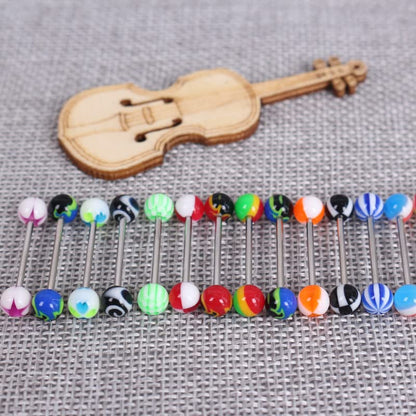 FORUBUS Colorful Tongue Rings Nipple Rings for Women Body Piercing Jewelry 14G 16mm Pierced Barbells Body Jewelry 50Pcs/30Pcs/20Pcs Pack - color: B-20Pcs stainless steel