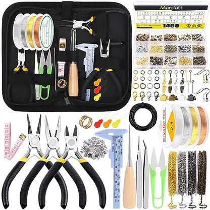 Mardatt 1587Pcs Jewelry Making Supplies Kit Includes Jewelry Pliers, Jewelry Wires, Jewelry Making Silver Charms, Chains, Jump Ring Opener and Tweezers Jewelry Accessories for Jewelry Repair - size: No.3-1587Pcs