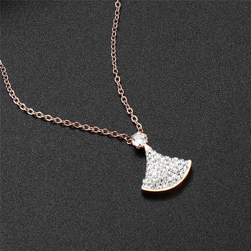 925 Sterling Silver Necklace for Women Trendy, Charming Layered Necklace with Cubic Zirconia Pendant for Her Womens Dainty Diamond Choker Necklaces Holiday Jewelry Gifts for Mom Wife Daughter Lover - color: Dress Pendant Necklace-White01