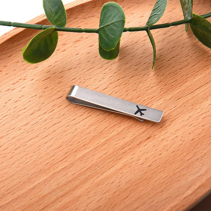 Mens Airplane Tie Clip for Boyfriend Husband Son Flight Attendant Accessories for Men - style: Silver base model