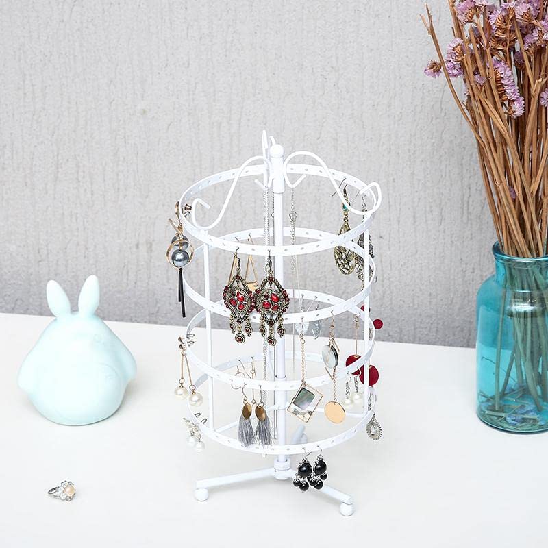 Sooyee Jewelry Holder,360 Rotating Earring Holder Organizer Jewelry Stand,4 Tiers 144 Holes Earring Display Stands for Selling,Metal Jewelry display,White - color: Metal White