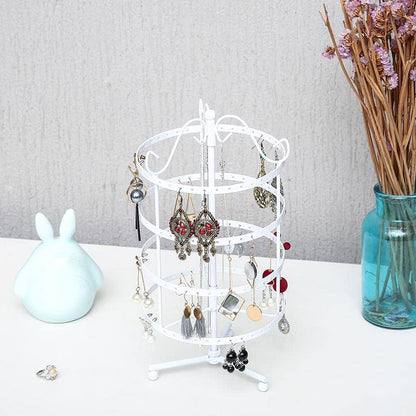 Sooyee Jewelry Holder,360 Rotating Earring Holder Organizer Jewelry Stand,4 Tiers 144 Holes Earring Display Stands for Selling,Metal Jewelry display,White - color: Metal White