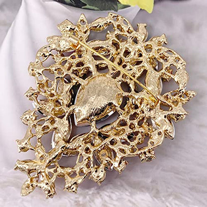 SELOVO Leaf Bouquet Scarf Big Brooch Pin Broach Crystal Jewelry - color: Multicolor