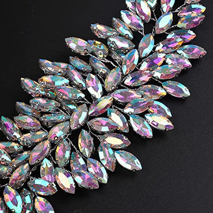 JWICOS Bridal Headband Crystal Wedding Hair Vine Headpieces for Bride and Girls (AB Color) - color: AB Color
