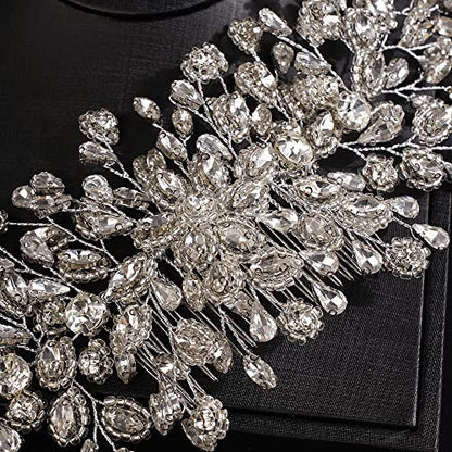 JWICOS Bride Wedding Hair Comb Silver Crystal Headpieces Bridal Hair Clip Side Comb Wedding Hair Accessories for Women and Girls (Silver) - color: Silver