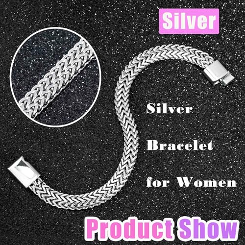 Gold Bracelets Cuban Link Bracelet Gold Jewelry Bangle for Women - color: Silver