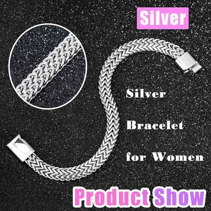 Gold Bracelets Cuban Link Bracelet Gold Jewelry Bangle for Women - color: Silver