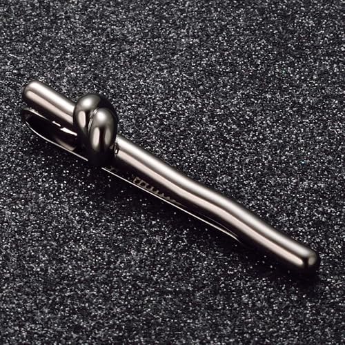 Mens Chain Tie Clips For Men Unique Silver Black Gold Tie Bar Round Stainless Steel Tie Clip - style: black tie clip