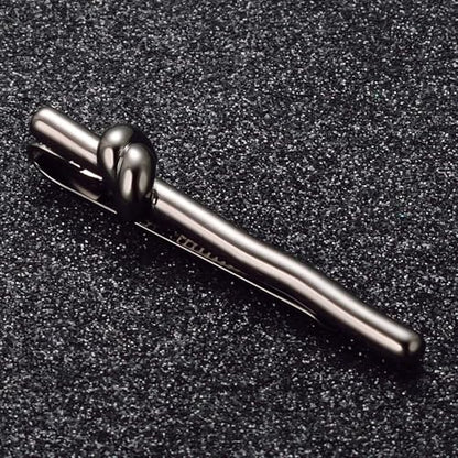 Mens Chain Tie Clips For Men Unique Silver Black Gold Tie Bar Round Stainless Steel Tie Clip - style: black tie clip