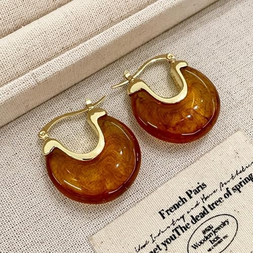 14K Gold Plated Chunky Hoop Earrings for Women Vintage Leopard Print Hoops Large Round Hoop Earrings Jewelry - style: Hoop C