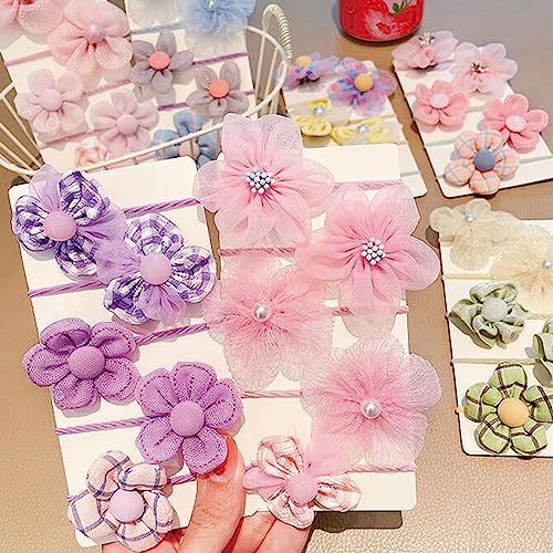 Baby Hair Accessories Set - 40 Pcs Cute Flower Elastic Rubber Bands, Hair Ties and Ponytail Holders for Girls and Toddlers (Random 4 Sets) - color: random 4 sets