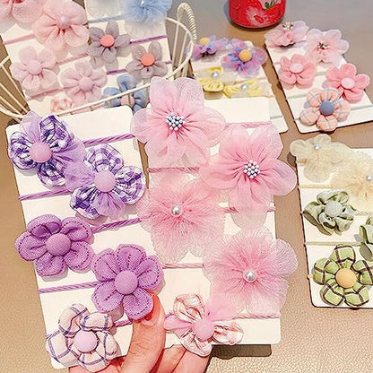 Baby Hair Accessories Set - 40 Pcs Cute Flower Elastic Rubber Bands, Hair Ties and Ponytail Holders for Girls and Toddlers (Random 4 Sets) - color: random 4 sets