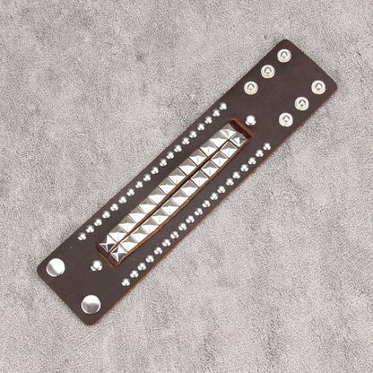 Jeilwiy Punk Leather Wristbands for Men Bracelets Handmade Wide Cuff Bangle Braided Jewelry Black Brown Adjustable - Punk Father's Gifts - color: 01 Leather Cuff Bracelet Brown