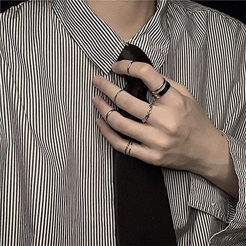 Gothic Knuckle Ring Set 7 Pcs Half Open Finger Ring Silver Punk Stackable Rings for Women or Men