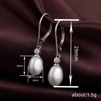 925 Sterling Silver Hook Pearl Dangle Earrings for Women Drop Hook Vintage Earrings Jewelry Birthday Gifts - style: 6mm Pearl