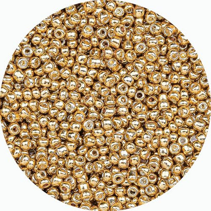 Legefo 4mm Glass Seed Beads Bulk, Gold 6/0 Small Mini Pony Seed Beads, Tiny Round Craft Bead for Bracelet Necklace Wrist Jewelry Making Beading Weaving DIY Crafts Supplies, 1000pcs - color: Gold