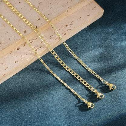 Gold/Silver Ankle Bracelets for Women Waterproof Dainty 14K Gold Plated Pearl Heart Love Anklet Bracelet Satellite Cuban Link Beads Summer Beach Jewelry Gifts - style: 3PCS Cuban + Figaro + dots-gold -202