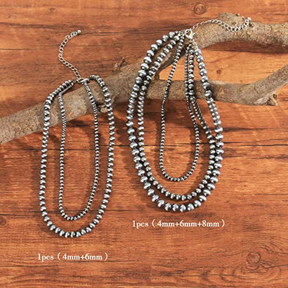 Navajo Pearl Necklace Western Jewelry for Women Cowgirl | Layered Western Necklaces Country Concert Choker Jewelry Gift - color: turquoise 1pcs (4mm+6mm)