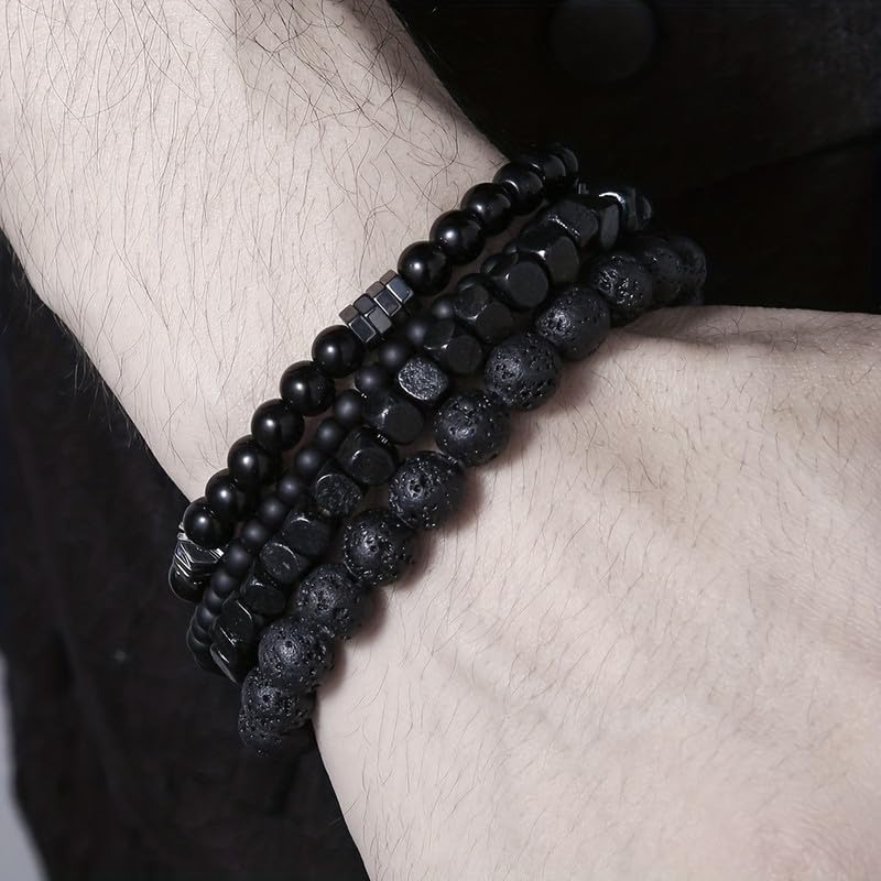 Vintage Stackable Bead Bracelet Set For Men Women Handmade Bohemian Style Multilayer Adjustable Elastic Bead Bracelet Fashion Punk Jewerly Gift - style: Style 3