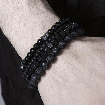 Vintage Stackable Bead Bracelet Set For Men Women Handmade Bohemian Style Multilayer Adjustable Elastic Bead Bracelet Fashion Punk Jewerly Gift - style: Style 3