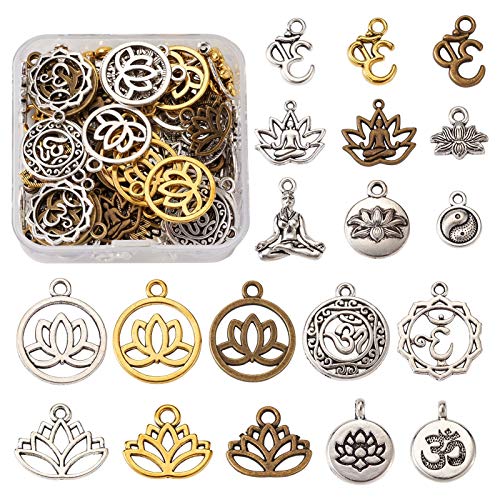 Craftdady Tibetan Style Antique Silver Alloy Pendants Cute Metal Dangle Charms Vintage Animal Pendants Hanging Charms for DIY Craft Earring Bracelet Necklace Jewelry Making Supplies - color: Mixed Colors, Buddhist Theme
