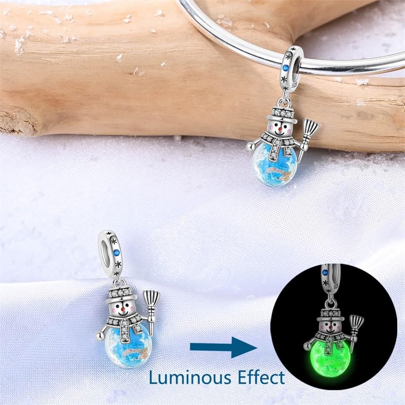 Charm for Bracelets and Necklaces, Heart Animals 925 Sterling Silver Bead Celestial Sun Moon Star Charms Jewelry Gift for Women Girls - color: Christmas Snowman Charm