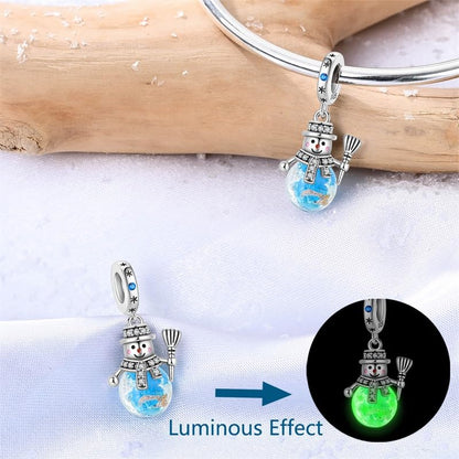 Charm for Bracelets and Necklaces, Heart Animals 925 Sterling Silver Bead Celestial Sun Moon Star Charms Jewelry Gift for Women Girls - color: Christmas Snowman Charm