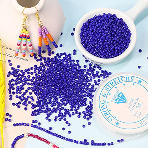 Bala&Fillic Opaque Dark Blue Colors 3mm Seed Beads About 3600pcs/100Grams in Bag, 8/0 Glass Craft Beads for Making Bracelet and Necklace (Dark Blue) - color: Dark Blue