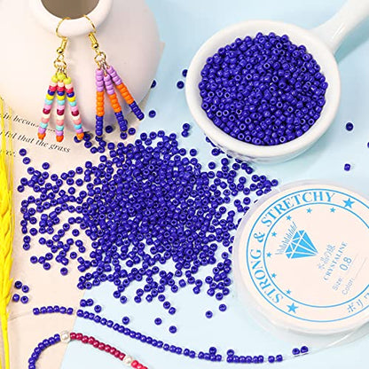 Bala&Fillic Opaque Dark Blue Colors 3mm Seed Beads About 3600pcs/100Grams in Bag, 8/0 Glass Craft Beads for Making Bracelet and Necklace (Dark Blue) - color: Dark Blue