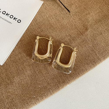 Acrylic Hoop Earrings for Women Gold Chunky Statement Huggie Earrings Clear Green Resin Drop Earring Minimalist Trendy Jewelry Gift - color: clear hoop