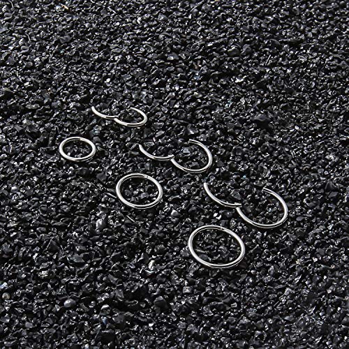 SCERRING 18G Stainless Steel Hinged Clicker Segment Septum Nose Lip Ring Hoop Cartilage Tragus Sleeper Earrings Body Piercing Jewelry 6mm 8mm 10mm 6PCS - color: 3 Pairs - Silver