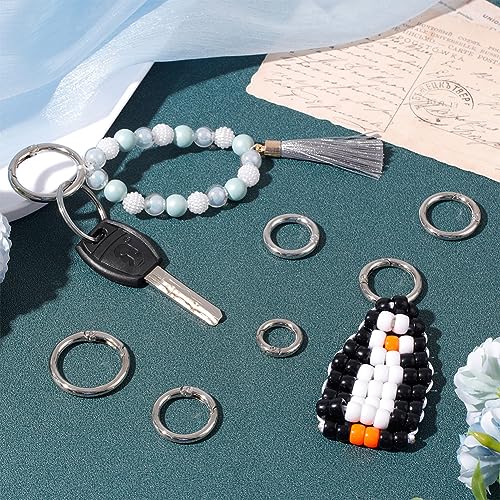 SUNNYCLUE 1 Box 32Pcs 4 Sizes Large Key Rings Key Ring Clips Trigger Round Snap Buckle Spring Keyring Buckle Round Carabiner Spring Keychain Key Ring Clips for Making Keyrings Bags Purse DIY - color: 1 Box 32Pcs Alloy O Rings 4 Sizes