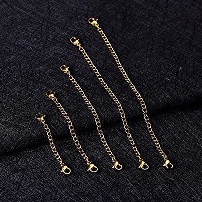 5Pcs Gold Stainless Steel Necklace Extender Chain Necklace Extenders for Bracelet Anklet Stainless Steel Chain Extenders for Jewelry Making (2in 3in 4in 5in 6in) - color: Gold