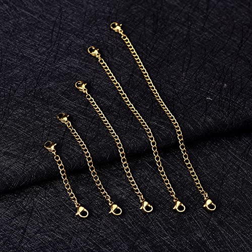 10Pcs Stainless Steel Necklace Extender Chain Links, Gold Silver Necklace Extenders for Bracelet Anklet Stainless Steel Chain Extenders for Jewelry Making 2in 3in 4in 5in 6in (5 Gold, 5 Silver) - color: Gold and Silver