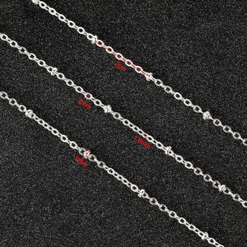 UMAOKANG 10 Meters Silver Necklace Chains Bulk Beaded Chain for Jewelry Making Silver Plated Brass Jewelry Chain Roll with Jump Rings and Lobster Clasps - color: Silver Cross Bead