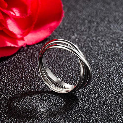 Dankadi Minimalist 925 Sterling Silver Triple Ring - Women's Glamour Jewelry Cocktail Party Unisex Accessories 5# -11#