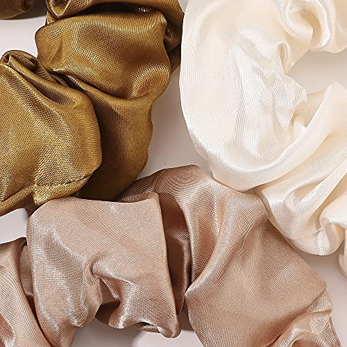Scrunchies Hair Ties Silk Satin Scrunchy - Hair Elastics Bands Ponytail Holder Pack of Neutral Scrubchy Hair Accessories Women Girls - color: Satin Mixed color