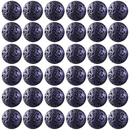 Natural Stone Beads 100pcs 8mm Black Lava Round Genuine Stone Beading Loose Gemstone Hole 1mm DIY Beads for Essential Oil Yoga Bracelet Necklace Earrings Jewelry Making (Black Lava Stone Beads,8mm) - color: Black Lava Stone Beads, size: 8mm