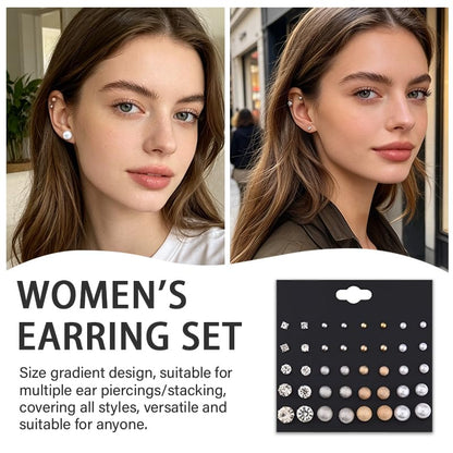 Pearl Stud Earrings for Women Elegant Trendy Round Cubic Zirconia Earrings Studs Pearl Cz Studs Earring for Women - color: black