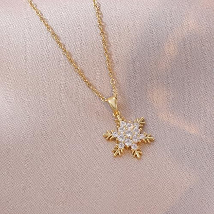 Sunflower Fidget Necklace for Women Gold Moon Necklace Rotating Heart Necklaces Spinning Crystal Flower Anxiety Necklaces Crescent Moons Jewelry Accessories - color: Snowflake