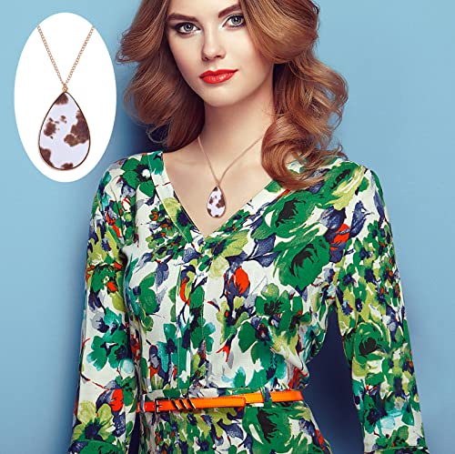 Ornaland 4 Pcs Leather Earrings Necklace Bracelet Set Print Earrings Faux Leather Necklace Multi-Layer Bracelet Jewelry Set Gifts for Women - color: A10