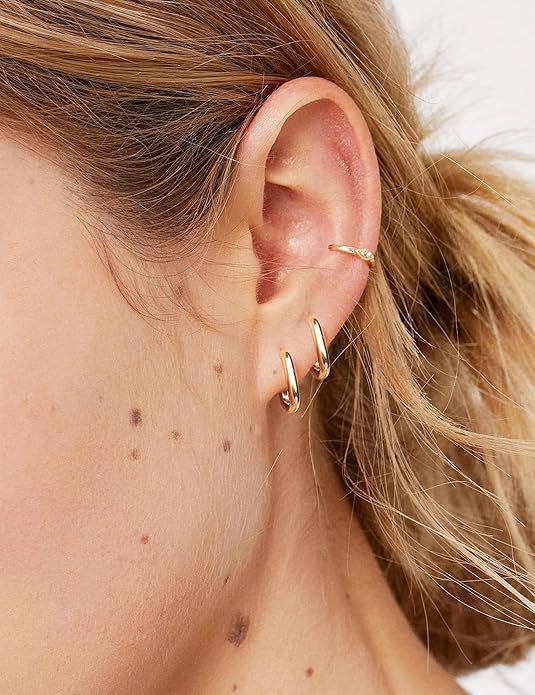 Gold and Silver Hoop Earrings for Women Small Huggie Earrings Hoops | Lightweight Hypoallergenic Hoop Earrings Set for Women Gifts - color: u-shaped hoop