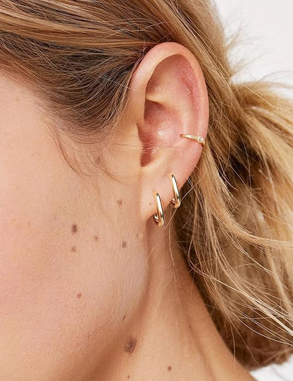 Gold and Silver Hoop Earrings for Women Small Huggie Earrings Hoops | Lightweight Hypoallergenic Hoop Earrings Set for Women Gifts - color: u-shaped hoop