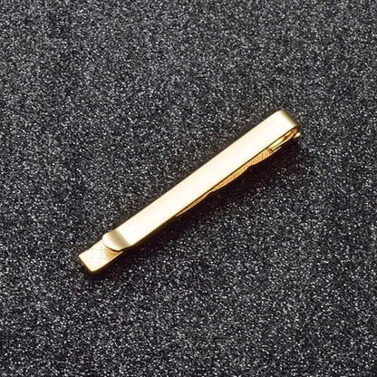 Mens Chain Tie Clips For Men Unique Silver Black Gold Tie Bar Round Stainless Steel Tie Clip - style: Simple Gold