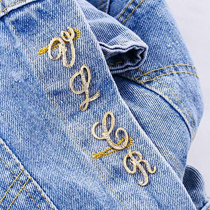 Initial Letter Brooch Pin Small Lapel Pin Tie Tack Name Personalized Gifts for Women Men Gold A-Z - style: V